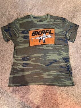 BKRFL Olive Camo Short Sleeve Tee with Orange Logo Patch